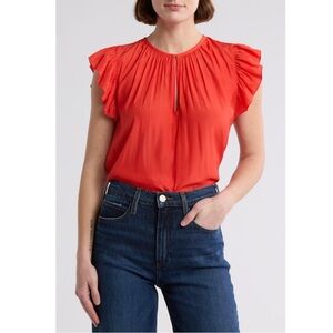 NEW Ramy Brook Destinee Cap Sleeve Top Flame Orange